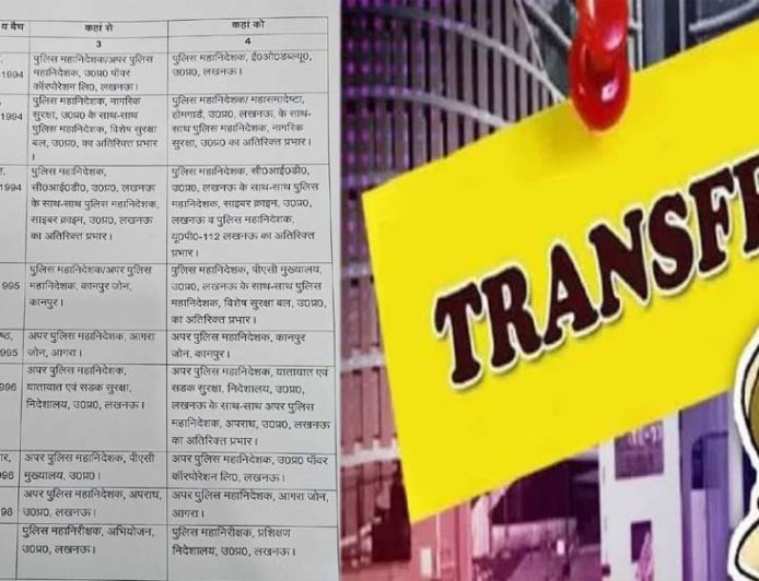 यूपी में बड़ा प्रशासनिक फेरबदल, DG स्तर के 9 IPS अधिकारियों के तबादले