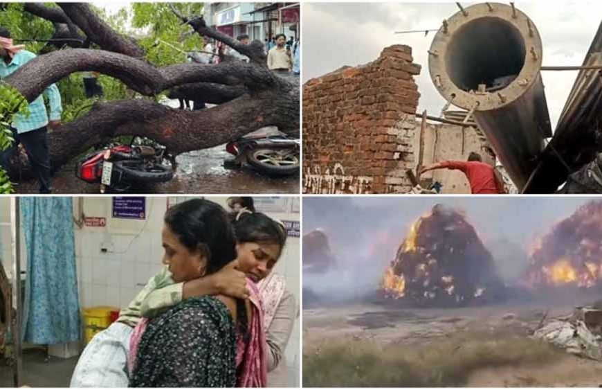 शिवपुरी में आंधी का कहर: प्ले ग्राउंड की बाउंड्री गिरी, 5 दबे, छत से गिरीं महिला व युवती