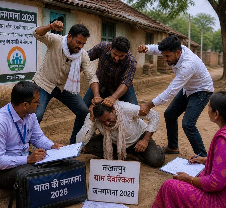 न्यायधानी बिलासपुर में जनगणना दल पर फिर हमला — बिल्हा के बाद तखतपुर के देवरीकला में कोटवार की बेरहमी से पिटाई