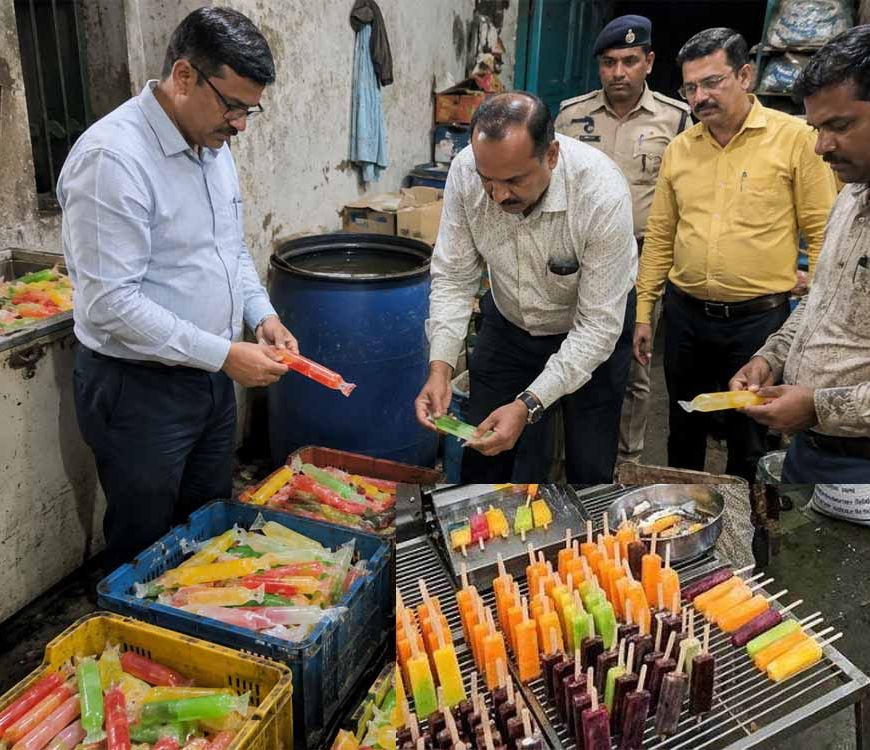 इंदौर में खाद्य विभाग की बड़ी कार्रवाई, बोरिंग के पानी से बनी आइस कैंडी जब्त