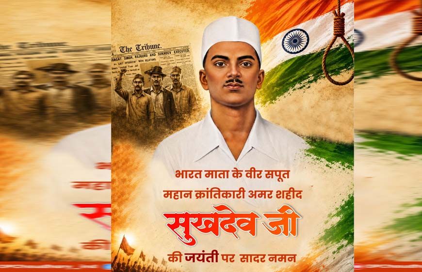 अमर शहीद सुखदेव की जयंती पर वित्त मंत्री ओपी चौधरी ने अर्पित की भावभीनी श्रद्धांजलि