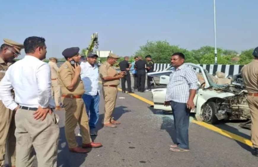 आजमगढ़ में दर्दनाक हादसा, एक्सप्रेस-वे पर कंटेनर से टकराई कार, 5 की मौत