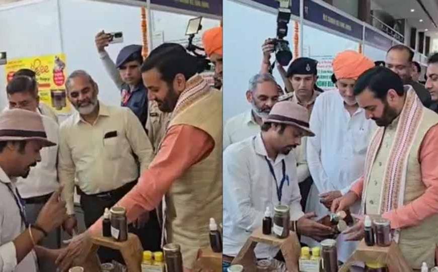 झज्जर के मधुमक्खी पालक विनय फोगाट के हनी विनेगर और बी प्रोबायोटिक पर फिदा हुए सीएम सैनी