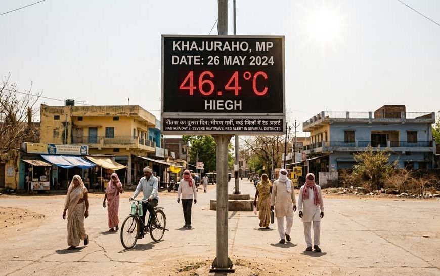नौतपा का कहर: खजुराहो में पारा 46.4°C के पार, MP के कई जिलों में रेड अलर्ट जारी