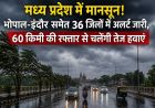 मध्य प्रदेश में मानसून का असर तेज, भोपाल-इंदौर समेत 36 जिलों में मौसम विभाग का अलर्ट