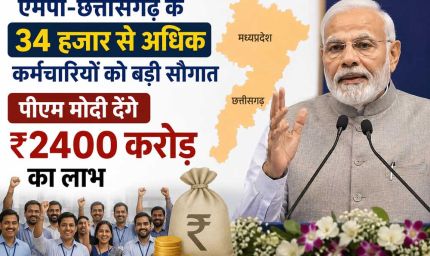 एमपी-छत्तीसगढ़ के 34 हजार से अधिक कर्मचारियों को बड़ी सौगात, पीएम मोदी देंगे ₹2400 करोड़ का लाभ