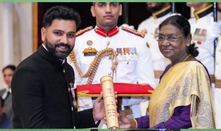 टीम इंडिया के कप्तान रोहित शर्मा को पद्मश्री, राष्ट्रपति भवन में हुआ सम्मान