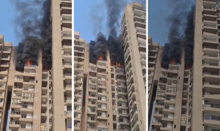 नोएडा में फिर AC ब्लास्ट से मची अफरा-तफरी, हाइराइज बिल्डिंग में लगी भीषण आग