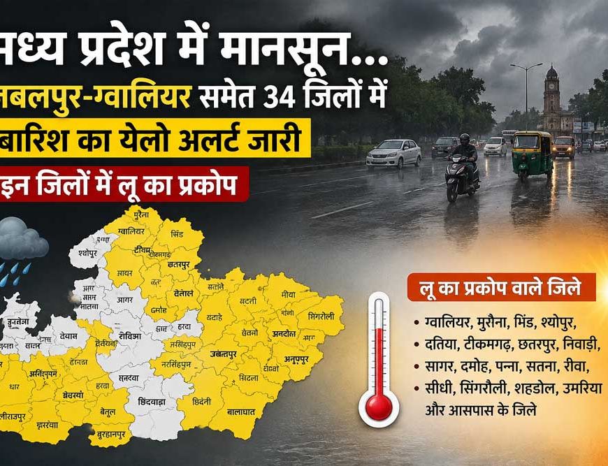 मध्य प्रदेश में मानसून की दस्तक, 34 जिलों में बारिश का येलो अलर्ट जारी