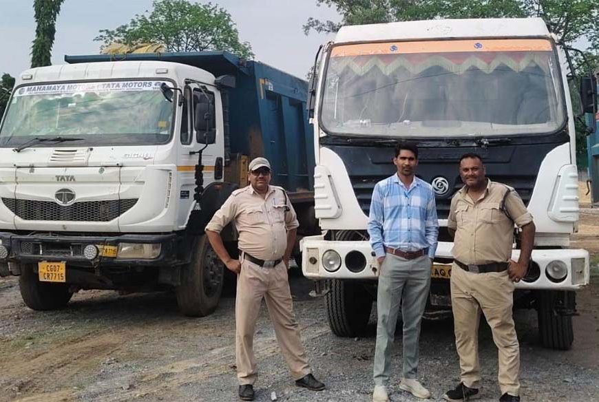 सारंगढ़-बिलाईगढ़ में खनिज विभाग की बड़ी कार्रवाई 1 पोकलेन और 6 हाईवा जब्त