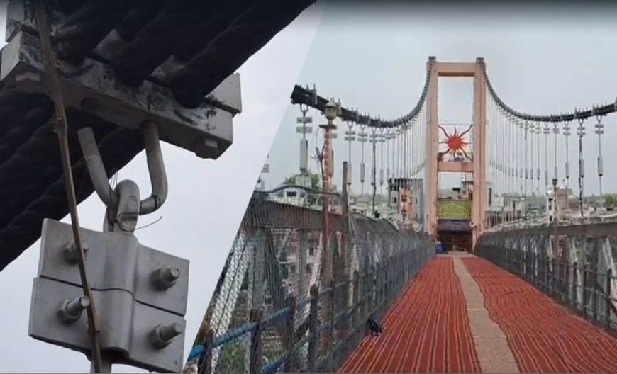 ओंकारेश्वर-ममलेश्वर झूला पुल की तार टूटी, सुरक्षा के मद्देनजर आवाजाही बंद