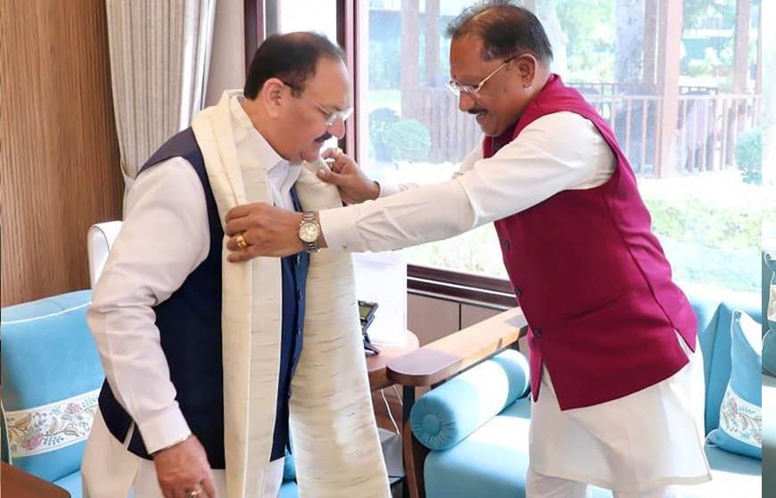 केंद्रीय स्वास्थ्य मंत्री जेपी नड्डा से मिले मुख्यमंत्री विष्णुदेव साय, स्वास्थ्य सेवाओं और किसानों के लिए खाद-बीज उपलब्धता पर हुई विस्तृत चर्चा