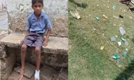 धमतरी स्कूल में शराब की टूटी बोतल से घायल हुआ छात्र, ग्रामीणों का फूटा गुस्सा, कार्रवाई की मांग