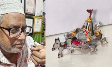 उदयपुर के डॉ. इकबाल सक्का ने बनाया 1 सेंटीमीटर का सोने-चांदी का जगन्नाथ रथ