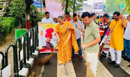 राजनाथ सिंह के जन्मदिन पर लखनऊ में चला 110 वार्डों का मेगा सफाई अभियान