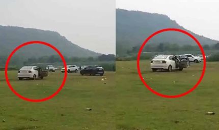 सूरजपुर के पर्यटन स्थल पर कार से खतरनाक स्टंट, युवकों का वीडियो चर्चा में