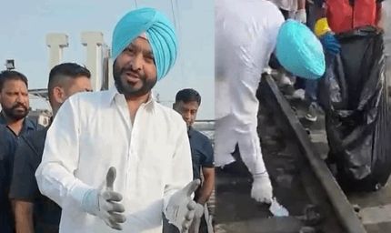 लुधियाना रेलवे स्टेशन पर मंत्री बिट्टू का अलग अंदाज, ट्रैक पर उतरकर उठाए कचरे और बच्चों के डायपर