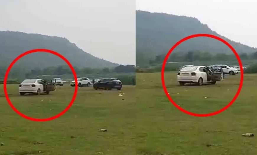सूरजपुर के पर्यटन स्थल पर कार से खतरनाक स्टंट, युवकों का वीडियो चर्चा में