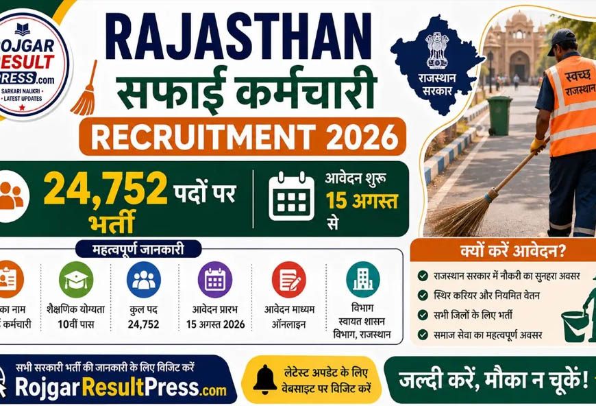Rajasthan Safai Karmchari Recruitment 2026: 24,752 पदों पर बंपर भर्ती, बिना परीक्षा-इंटरव्यू होगा चयन; अनपढ़ भी कर सकते हैं आवेदन