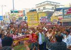 अवधपुरी में नगर निगम की नोटिस-सीलिंग कार्रवाई का विरोध, व्यापारियों ने निकाला पैदल मार्च