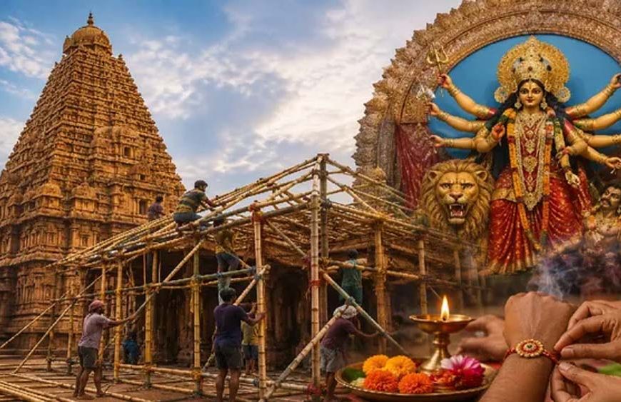 रांची में दुर्गापूजा की तैयारी तेज, इस बार बृहदेश्वर मंदिर की भव्य झलक दिखेगी