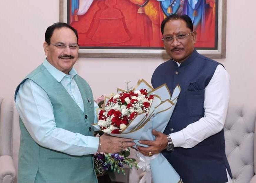 मुख्यमंत्री  विष्णु देव साय ने केंद्रीय स्वास्थ्य मंत्री  जे.पी. नड्डा से की सौजन्य भेंट