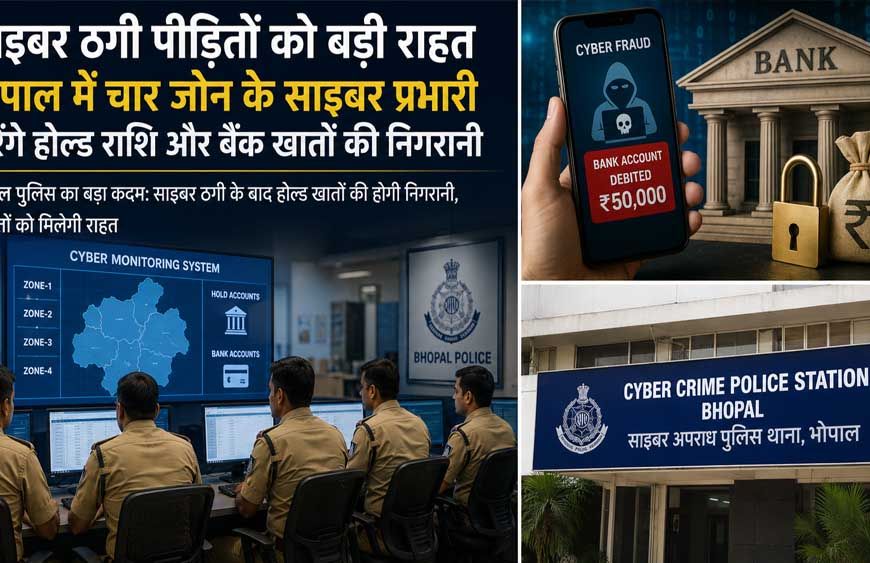 साइबर ठगी पीड़ितों को बड़ी राहत, भोपाल में चार जोन के साइबर प्रभारी करेंगे होल्ड राशि और बैंक खातों की निगरानी
