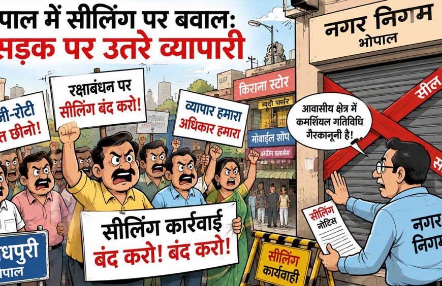 भोपाल में आज फिर एकजुट होंगे व्यापारी, गांधीवादी तरीके से करेंगे सीलिंग कार्रवाई का विरोध