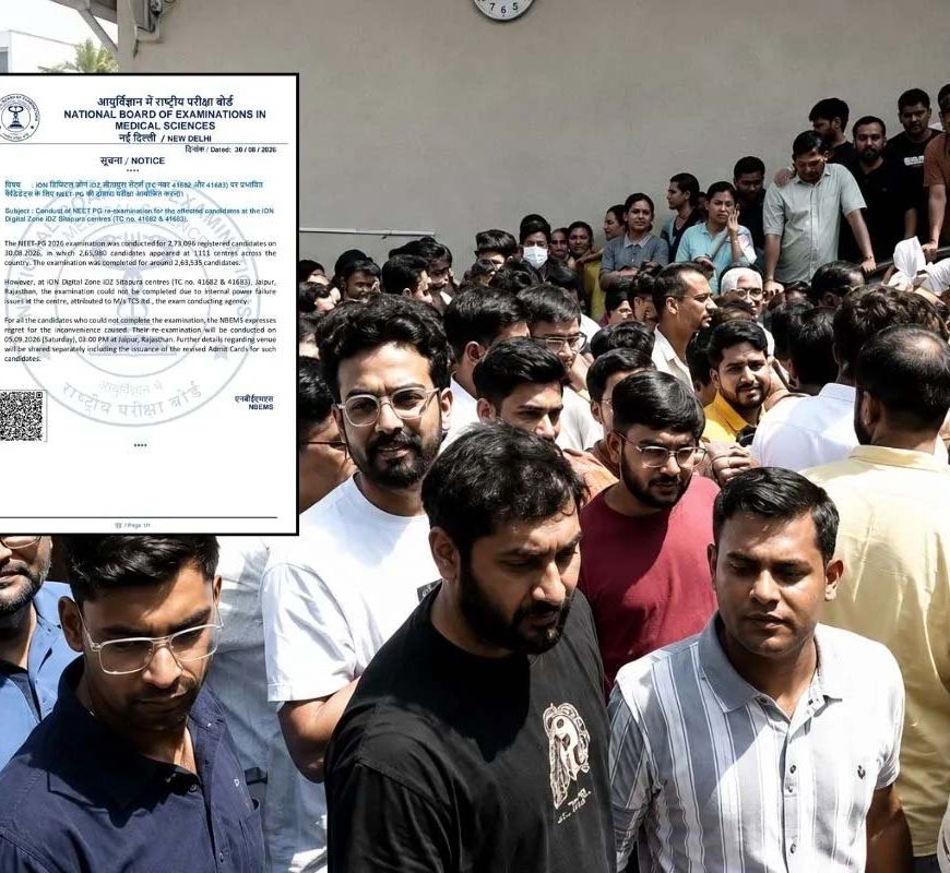 NEET-PG 2026: जयपुर के सीतापुरा सेंटर पर बिजली गुल, 5 सितंबर को होगी दोबारा परीक्षा