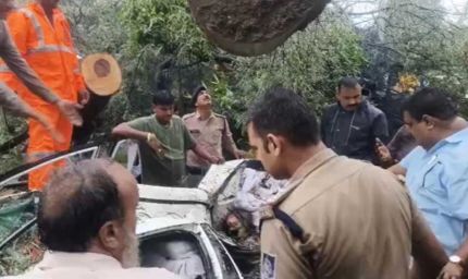 इंदौर में दर्दनाक हादसा: कार पर गिरा पेड़, डिप्टी कलेक्टर की मां की मौत; दो घायल