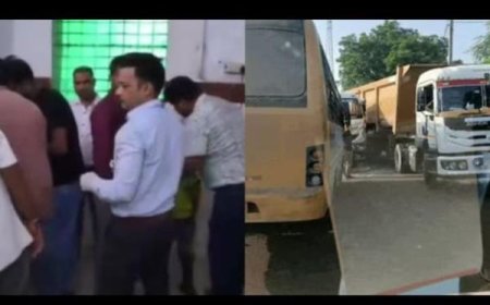 स्कूल बस की ट्रॉले से भीषण भिड़ंत, सात बच्चे घायल