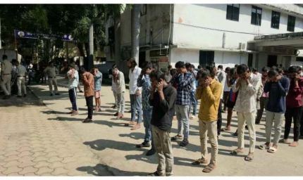 त्योहारी सीजन में शांति व्यवस्था बनाए रखने के लिए बिलासपुर पुलिस ने गुंडे-बदमाशों की कराई परेड।