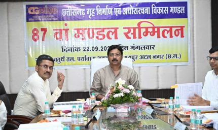 छत्तीसगढ़ गृह निर्माण मंडल की 87वीं बैठक में लिए गए कई महत्वपूर्ण निर्णय