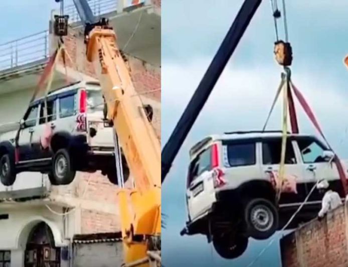 चोरी के डर से Scorpio को ही चढ़ा दिया छत पर, बिहार के शख्स का अनोखा जुगाड़ देख हैरान हुए लोग