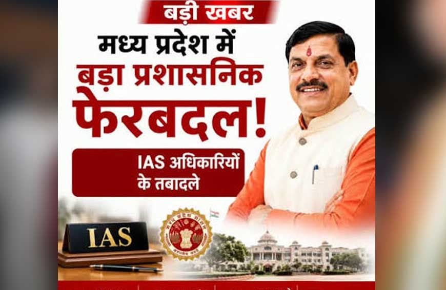 MP में बड़ा प्रशासनिक फेरबदल, IAS दिलीप कुमार बने सागर संभागायुक्त; 11 अफसरों के तबादले