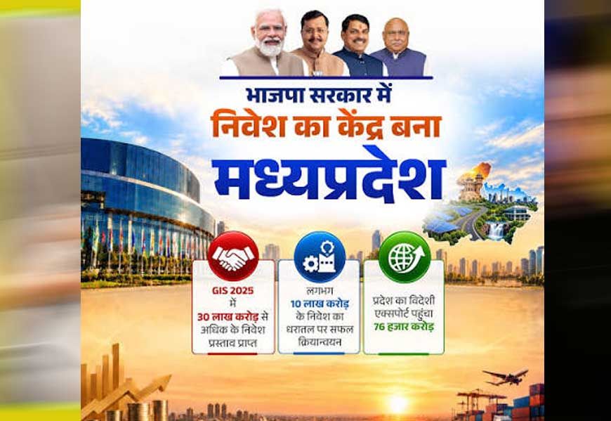 निवेश के लिए मध्यप्रदेश बना देश का नया ग्रोथ हब