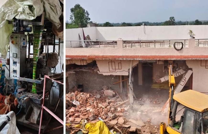 सागर में शराब माफिया पर बड़ा एक्शन, 3 आरोपियों के 5 ठिकानों पर चला बुलडोजर