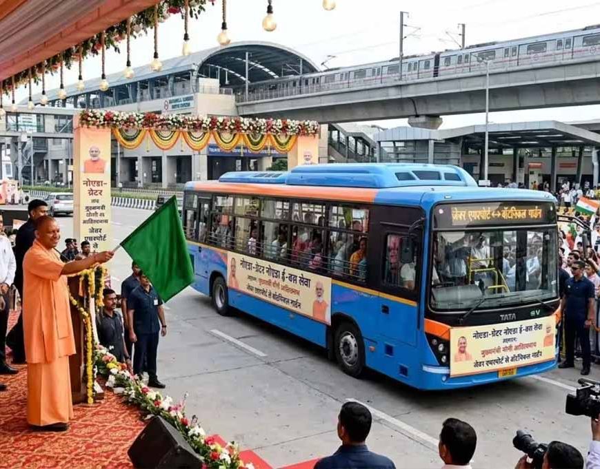योगी सरकार की ग्रीन मोबिलिटी को मिली रफ्तार, नोएडा में 100 ई-बसों का शानदार प्रदर्शन