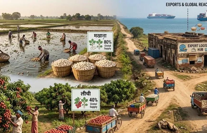 बिहार का निर्यात 18,713 करोड़ पर पहुंचा, मखाना-लीची के बावजूद हिस्सेदारी 0.48%