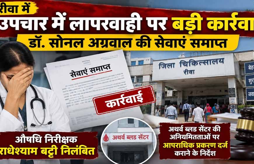 रीवा में उपचार में लापरवाही पर बड़ी कार्रवाई, डॉ. सोनल अग्रवाल की सेवाएं समाप्त