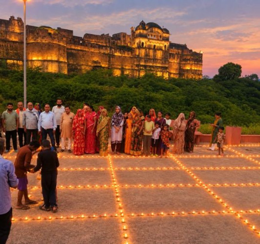 अटेर में 1500 दीपों से जगमगाया जनपद पंचायत परिसर, अटेर किला भी दीपों से हुआ रोशन