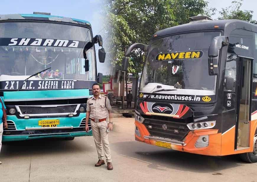 बसों की छत पर सामान ढोने पर 49 स्लीपर बसों के चालान
