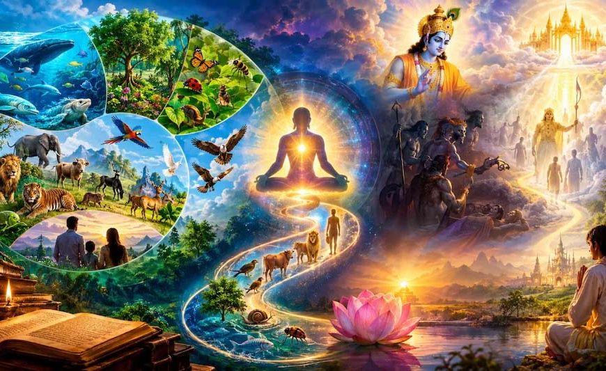 84 लाख योनियों का रहस्य: क्या हर आत्मा को सभी योनियों से गुजरना पड़ता है?