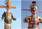 हरियाणा का सबसे ऊंचा रावण तैयार, 7 टन लोहा और 5,000 मीटर कपड़ा लगा