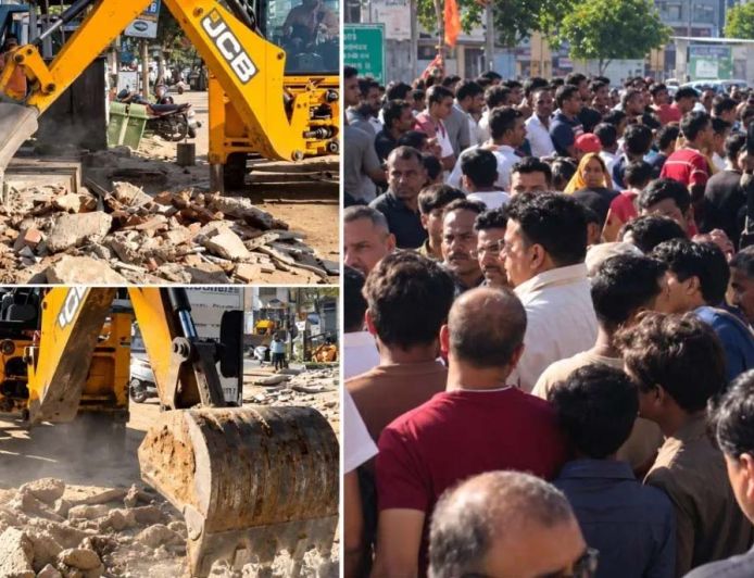 जयपुर में न्यू सांगानेर रोड पर चला JDA का बुलडोजर, 260 मकान-दुकानों से हटे अवैध निर्माण