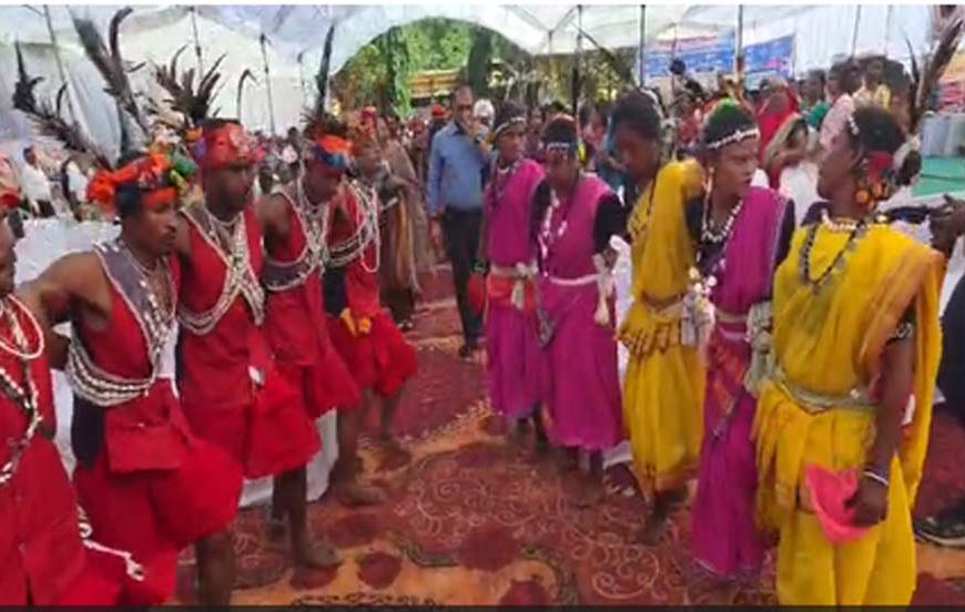 सेवा संकल्प अभियान में कलेक्टर ने ग्रामीणों संग किया मांदरी नृत्य