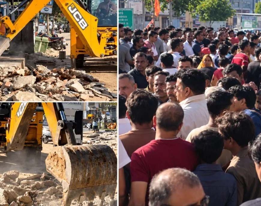 जयपुर में न्यू सांगानेर रोड पर चला JDA का बुलडोजर, 260 मकान-दुकानों से हटे अवैध निर्माण