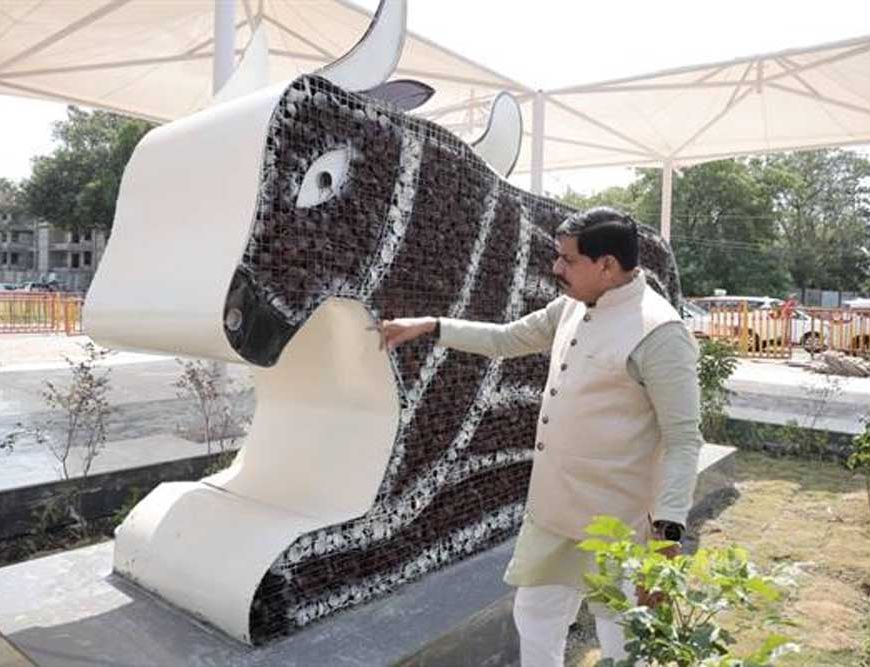 आशीर्वाद का दीया आयोजन के तहत उपयोग किए गए दीयों से बनी नंदी की भव्य आकृति