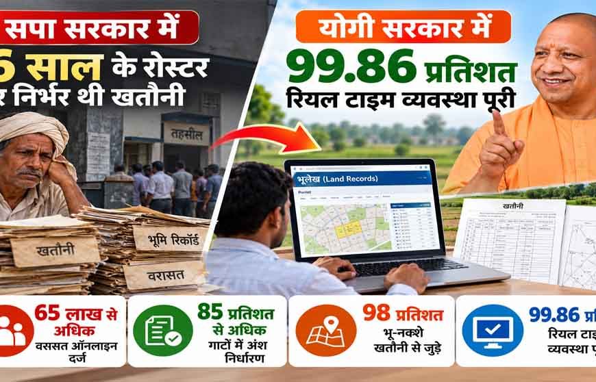 सपा सरकार में 6 साल के रोस्टर पर निर्भर थी खतौनी, योगी सरकार में 99.86 प्रतिशत रियल टाइम व्यवस्था पूरी