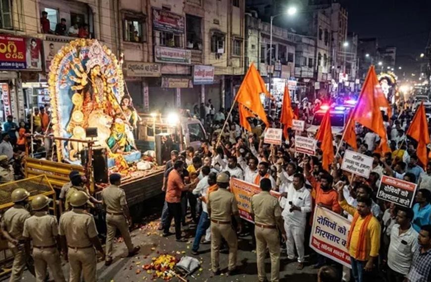 हैदराबाद में दुर्गा विसर्जन जुलूस पर अंडा फेंकने से बवाल, विरोध-प्रदर्शन के बाद बढ़ा तनाव